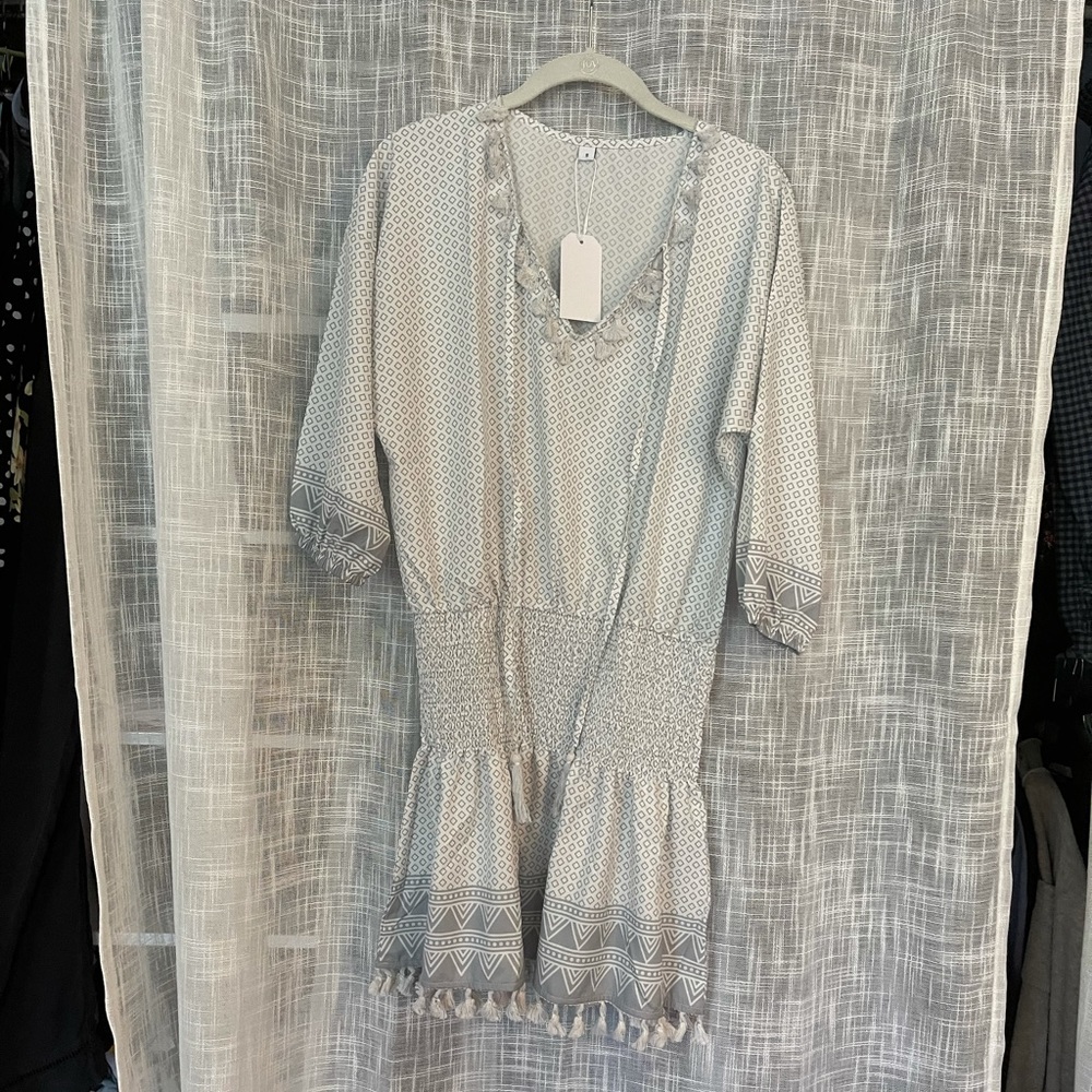 Gray / White Dress